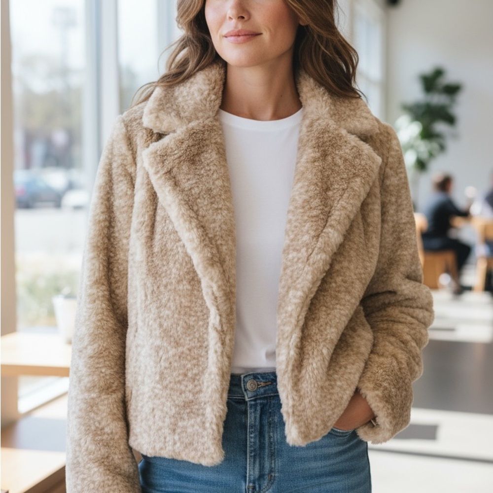 Catherine Malandrino Cream Teddy Jacket